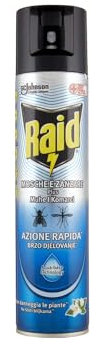 Raid Mosche e Zanzare Plus Spray Insetticida, Antizanzare e Antimosche, Aqua Base Technology, 1 Confezione da 400ml
