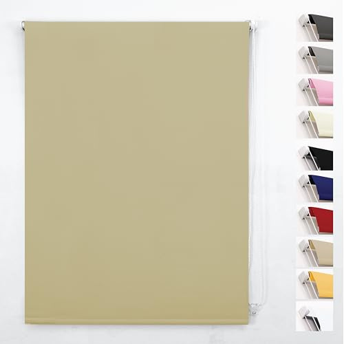 Funky Gadgets Roller Blinds Thermal Blackout Roller Blind, Easy Fit Child Safe Trimmable UV Protection Home Office Window Blinds, Cappuccino Blind (60cm Wide X 165cm Drop)