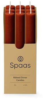 Spaas 9x Vela de mesa acanalada 10 h, beis