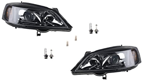 Johns, passend für Opel Astra schwarze Scheinwerfer G 98-04 als Set Leuchtmi. Set li&re
