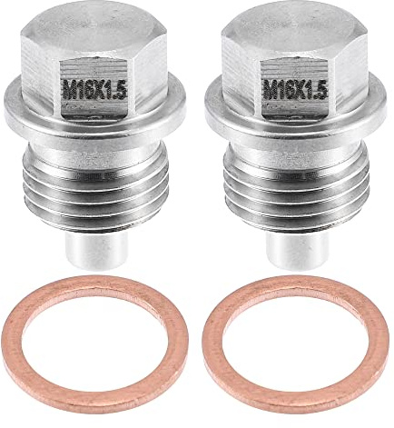 X AUTOHAUX Magnetischer Ölablassstopfen für Fahrzeugmotor, M16 x 1,5 mit Unterlegscheibe, 2 Stück