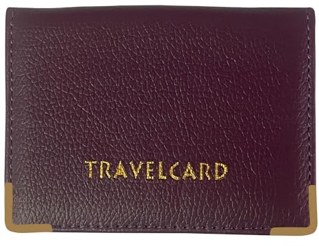 FATASH Portatarjetas de viaje, funda de piel sintética para tarjeta de ostra, pase de autobús, billete de tren, cartera de identificación con fotos con 4 bolsillos, compacta y delgada, unisex, con
