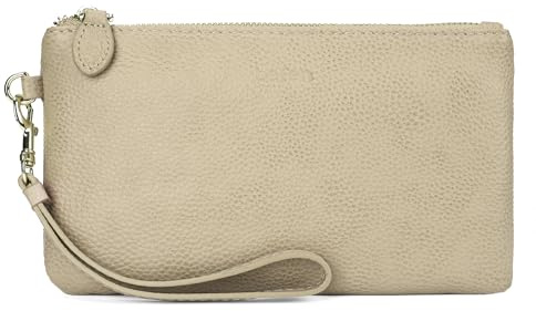 befen Leather Wristlet Purse for Women Small Clutch Phone Wallet Cute Small Pouch Bag with Wrist Straps-Vintage Pale Beige