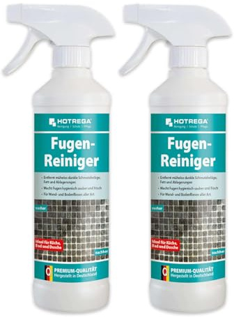 HOTREGA Nettoyant pour joints 2 x 500 ml | Pour salle de bain et douche | Extra puissant et sans acide | Élimine la graisse, le savon et le calcaire | Rafraîchit la couleur des joints