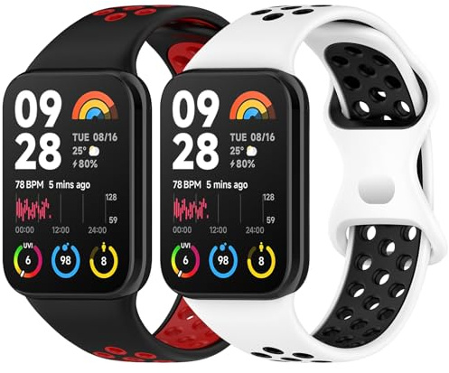 BDIG 2 Stück Armband Kompatibel mit Xiaomi Redmi Watch 6/5/4, Weiche Zweisfarbige Silikon-Sportarmbänder für Xiaomi Mi Band 10 Pro/9 Pro/8 Pro