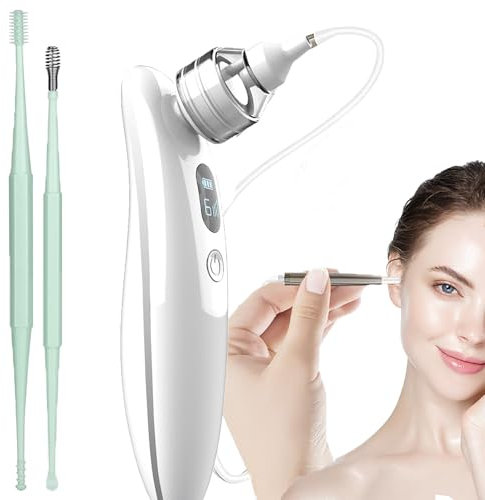 Aspirador de Cera Orejas,Aspirador de Oídos Eléctrico, limpiador de oídos, 6 engranajes, LCD, eliminación de cera para oídos para limpieza profunda, adecuado para niños y adultos