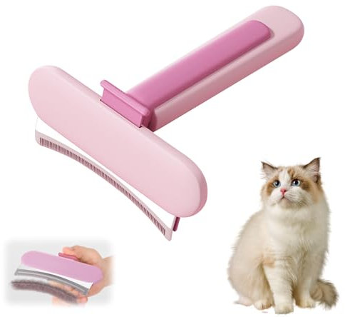 Katzenbürste, Unterfellbürste Katze Katzenbürste Langhaar Katzenhaarentferner Katzenkamm Unterfellbürste Katze mit Griff Fellbürste Katze Unterfellbürste für Hunde Katzen (Rosa)