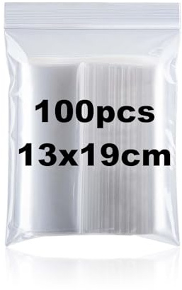 100 pièces Sachet plastique transparent 13 * 19cm sachets plastiques refermables petits sac zip pochon plastique stockage pour la cuisine loisirs créatifs perles échantillons biscuits bonbons