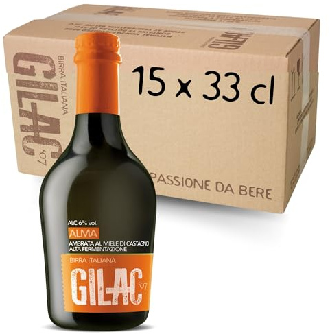 ALMA SPECIAL ALE Birra Artigianale al miele di castagno 15 Bottiglie da 33 cl, Birra Ambrata Italiana Non Filtrata e Non Pastorizzata, Birre artigianali confezioni regalo - Gradazione Alcolica 6% Vol
