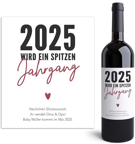 Ihr werdet Oma und Opa Weinetiketten personalisiert Schwangerschaft verkünden Großeltern Flaschenetiketten Wein Geschenk Etiketten selbstklebend 2 Stück | 10x12 cm
