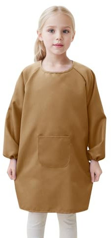 Generisch Malerkittel Kinder, Malkittel Kinder 2-12 Jahre, Malschürze Kinder, Bastelschürze Kinder mit Ärmeln und Taschen, Schürze Schule Mädchen für Basteln Malen Backen Kochen
