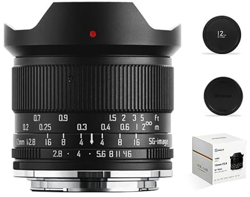 SGimage 12mm F2.8 objektiv Ultra-Weitwinkelobjektiv für EOS EF-M-Mount-Kameras | Große Blende, Metallkonstruktion leichtes Gewicht von 334 g