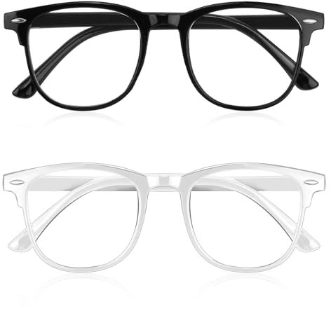 Smomend Set 2 Luce Blu Donna e Uomo, Occhiali Luce Blu Anti-Fatica per Computer e Dispositivi Elettronici, Protezione dai Dannosi Raggi Blu, Montatura Leggera e Resistente, Ideali per Lavoro e Relax