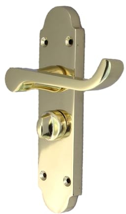 Epsom Door Handle Brass Plated Victorian Scroll Privacy Lever Set with Lock Classic Interior Design Durable Finish Ideal for Bedrooms and Bathrooms Single Set
