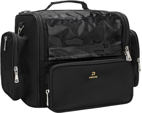 Baggily Maletín de maquillaje extragrande, bolsa de cosméticos portátil con gran capacidad para viajes, maletín de viaje profesional con divisores ajustables (negro), Negro , Fallow