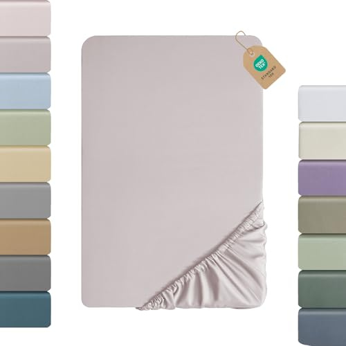 SOULFUL Satin Spannbettlaken 140x200cm Baumwolle, 100% Langstapelige Kühlend Spannbettlaken bis 25cm Matratzenhöhe für Allergiker Geeignet, Oeko-Tex Zertifiziert-Staubrosa
