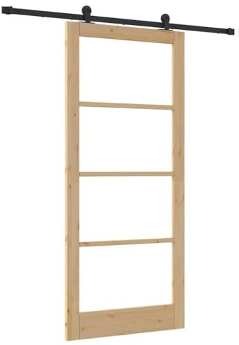 vidaXL Puerta Corredera ORKDAL 93 x 211 cm Natural y Negro, División Deslizante Moderna, Duradera para Sala, Dormitorio, Cocina, Garaje, Ahorra Espacio y es versátil