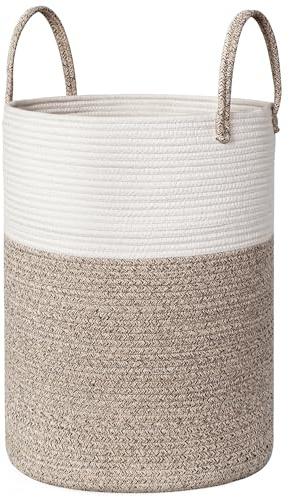 WILLITAT Extra Large Laundry Basket - Woven Rope Washing Basket for Laundry, Aesthetic Storage Basket for Blankets, Clothes, Towels, Shoes, Kids Toy Bin Box, Wicker Baby Hamper for Decor, 50x38cm, 58L