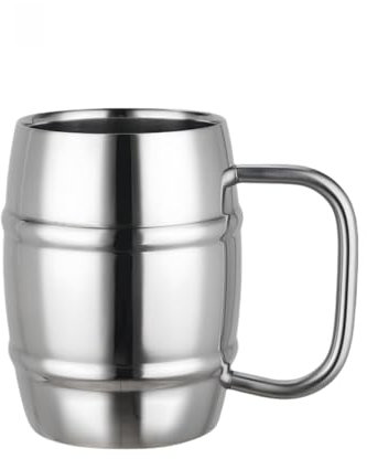 Supercap - Boccali da birra in acciaio inox, tazza termica con manico, tazza da caffè a doppia parete da 500 ml per bevande fredde e calde, boccale in metallo per gli amanti della birra, 1 pezzo