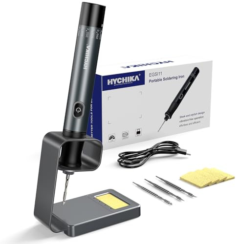 HYCHIKA Soldador Estaño, con Batería de 2600mAh, Calentamiento Rápido en 7 Segundos (200℃-450℃), Suspensión/Apagado Automático, Soldador de Estaño para Reparación Electrónica, Soldadura y DIY