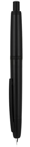Jinhao - Penna stilografica a pressione, serie 20, pennino medio retrattile nero opaco, con set convertitore di inchiostro (clip nera)