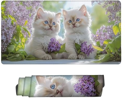 Large Game Tapis de Souris Fleurs pour chats avec Base en Caoutchouc Antidérapant Extended XXL Long Clavier Pad de Table Grand Tapis Souris, pour Personnel Bureau, Accessoires Gaming 100 x 50 cm k-598
