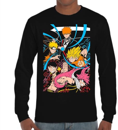 the Fan Tee Camiseta de Adulto de Manga Larga de Hombre Dibujos Animados Anime Divertido Universo, Vibras de Manga, Mundo Otaku, Japan Fan Kanji, GENERACION DE LOS 90 009 L