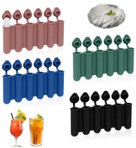 Suppositoriskubsform silikon, mini-isbitsform med lock, 4 stycken långa isbitsformar med lock, för isbitar, gör-det-själv-isbitar, hemlagad glass
