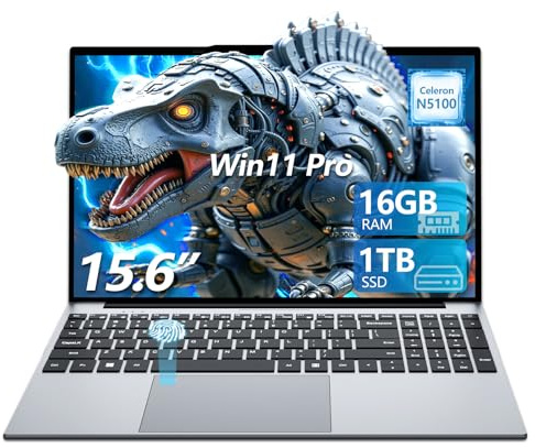 Txxren 15.6 inch Laptop, 16GB DDR4 RAM 1TB SSD Celeron N5100 CPU Laptops, Notebook with Fingerprint Unlock, Backlit Keyboard, USB 3.0 * 2, WiFi 5, Mini HDMI Supports TF Expansion 64GB Laptop Computer