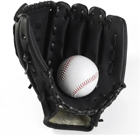 Basebollhandske sportbaseballhandske, praktisk utrustning softball, storlek 9,5/10,5/11,5/12,5, vänster hand för vuxna, män och kvinnor, träning (1 st svart 9,5)