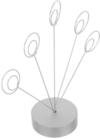 ROMISBABA Silver Rund Metall Memo Kortklämma för Skrivbord Stabil Fot med Cirkulära Klämmor Modern Minimalistisk Fotohållare för Anteckningar Meddelanden och Visitkort