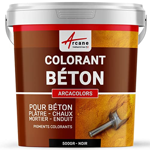 Colorant Ciment pour Enduit et Mortier - ARCACOLORS 500 gr Noir | Colore Béton, Plâtre, Ciment, Chaux, Murs et Sols, Résiste aux Uv, Intérieur et Extérieur - Arcane Industries