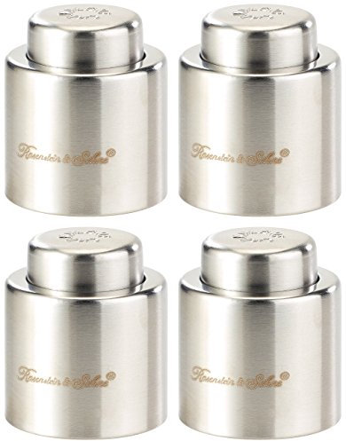 Rosenstein & Söhne Sektverschluss: Verschluss für Sekt-u. Champagnerflaschen aus gebürstetem Stahl,4erSet (Flaschenverschluss, Flaschenverschluss Sekt, Flaschenöffner)