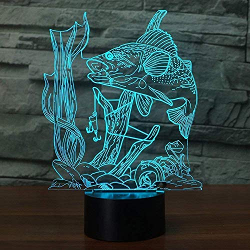 KINGCOO 3D Illusion Tischlampe Nachtlampe, LED 7 Farben ändern Touch Switch Schreibtischlampe Nachtlichter Schlummerleuchten für Kinder Valentinstag Geburtstags Geschenk (Fisch)