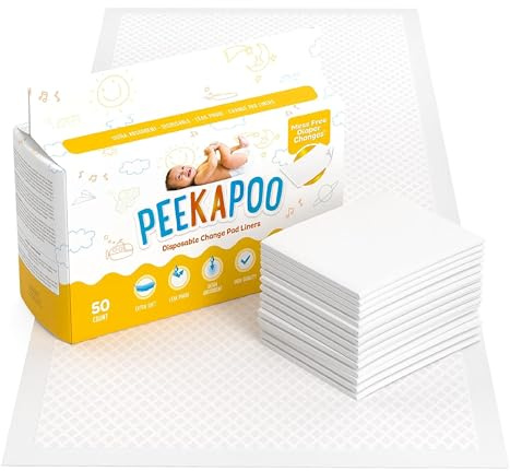 Peekapoo - Disposable Changing Pad Liners (50 Pack) Super Soft, Ultra Absorbent & Waterproof - Covers Any Surface for Mess Free Baby Diaper Changes