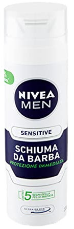 NIVEA MEN Sensitive Rasierschaum im (6 x 200 ml), Rasierschaum für eine glatte und sanfte Rasur, schonender Rasierschaum für Herren
