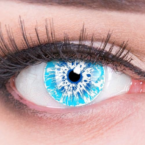 Farbige Blaue White Walker Kontaktlinsen Ice Blue Anime Cosplay Lenses Ohne Stärke - Stark Deckende und Intensive Farben mit gratis Kontaktlinsenbehälter für Halloween Fasching