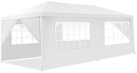GOPLUS 3x9M/3x6M Tonnelle Tente de Jardin avec Fenêtres,Tente de Réception Protection Contre Soleil et Pluie,Chapiteau Gazebo pour Événement Bière Fête Camping (3X6M, 6 Bâches)