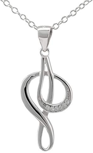 Serebra Jewelry Notenschlüssel Violinschlüssel Musik Note Anhänger Halskette aus 925 Sterlingsilber für Musiker Künstler Liebhaber Frauen