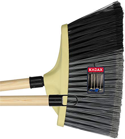KADAX Besen zum Kehren von Straßen und Gehwege, Gartenbesen mit Stiel aus Holz, Straßenbesen aus Nylon, Industriebesen für Bürgersteige (Grau)