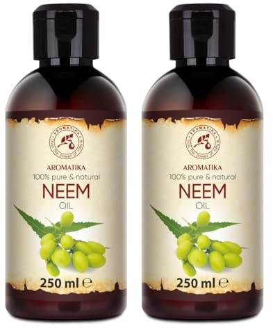 Neemöl 2x250ml - Melia Azadirachta - Neem Öl - Kaltgepresst - Rein & Natürlich - Unraffiniert - Gesichtspflege Trägeröl - Pflanzenöl - Pflege für Haut, Haare, Tiere, Garten