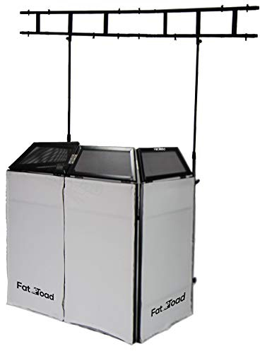 FAT TOAD DJ Booth with 8FT Lighting Truss Stand Package (QuickFOLD Series) – Foldable Panel Tabletop Platform Facade Scrim Cover – Video Light Projector Display Workstation For Sound System Event