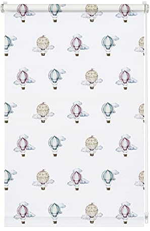 GARDINIA Rollo Digiprint Balloons zum Klemmen, Tageslicht-Rollo mit Digitaldruck, Blickdicht, Alle Montage-Teile inklusive, Weiß/Dekor, 70 x 150 cm (BxH)