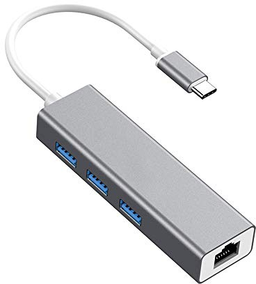 Eono Hub USB C Ethernet, Adaptateur USB C 4 en 1 USB 3.0 avec Adaptateur Réseau RJ45 Gigabit Ethernet LAN Compatible avec Macbook Pro/Air, iPad Pro, Tablette Type C