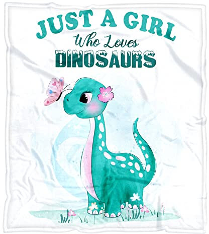 Dinosaurier-Decke für Mädchen, Dinosaurier-Geschenke für Mädchen – Nur ein Mädchen, das Dinosaurier liebt, weicher, gemütlicher Flanell-Überwurf, Sofa, Bett, leicht, Plüsch, Kinderdecken, 101,6 x