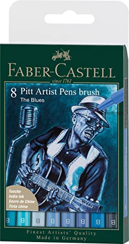 FABER-CASTELL 167173 - Tuschestift Pitt Artist Pen, The Blues, B, 8er Etui