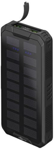 Goobay 53934, 20000 mAh Power Bank da Esterno con Pannello Solare e Funzione di Ricarica Rapida, Batteria Esterna, per Smartphone e Tablet, Powerpack con 2 porte USB-A QC 3.0, Nero