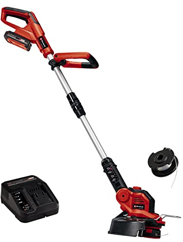 Einhell Akku-Rasentrimmer GE-CT 18/28 Li Kit (1x2,0 Ah) | PXC | 18 V | 28 cm Schnittbreite | Fadenspule | Motorkopf dreh- & neigbar | 2,0 Akku & Ladegerät