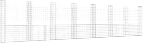 vidaXL Gabionenkorb U-Form mit 8 Säulen Gabione Gabionen Steinkorb Steingabionen Sichtschutz Drahtkorb Wand Mauer Drahtzaun Eisen 860x20x200cm