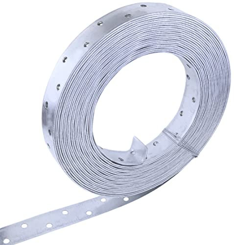 AERZETIX - C57282 - Rouleau/ruban d'assemblage 10 m perforée droit - largeur 25 mm - bande de fixation/montage - Ø de trous 5.5 mm - en acier DX51D + Z275 - couleur argent